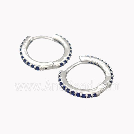 Copper Hoop Earrings Pave Zirconia Platinum Plated
