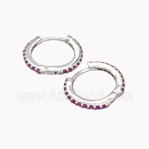 Copper Hoop Earrings Pave Zirconia Platinum Plated
