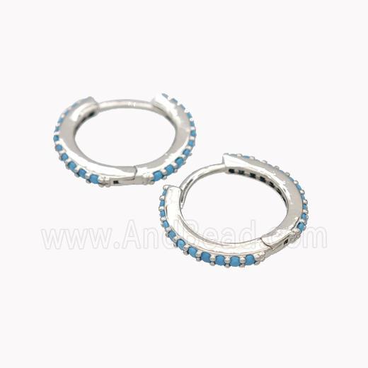 Copper Hoop Earrings Pave Zirconia Platinum Plated