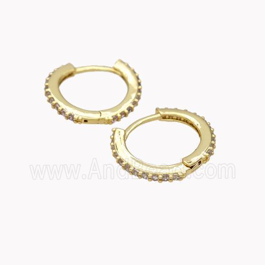Copper Hoop Earrings Pave Zirconia Gold Plated