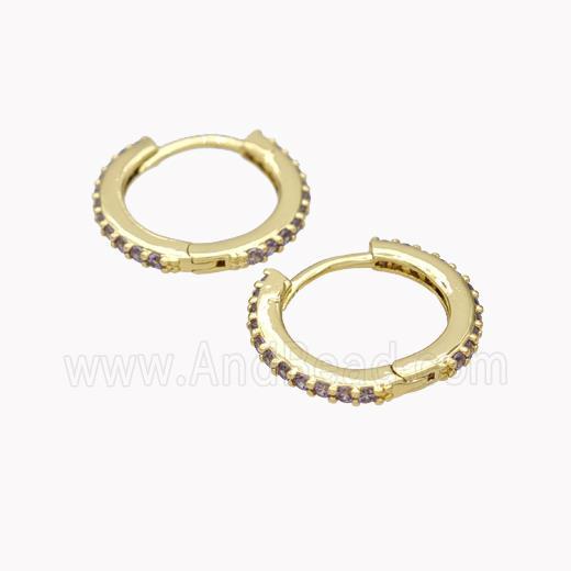 Copper Hoop Earrings Pave Zirconia Gold Plated
