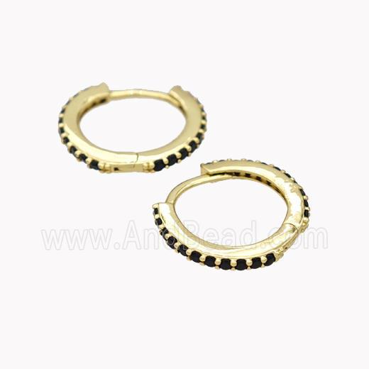 Copper Hoop Earrings Pave Zirconia Gold Plated