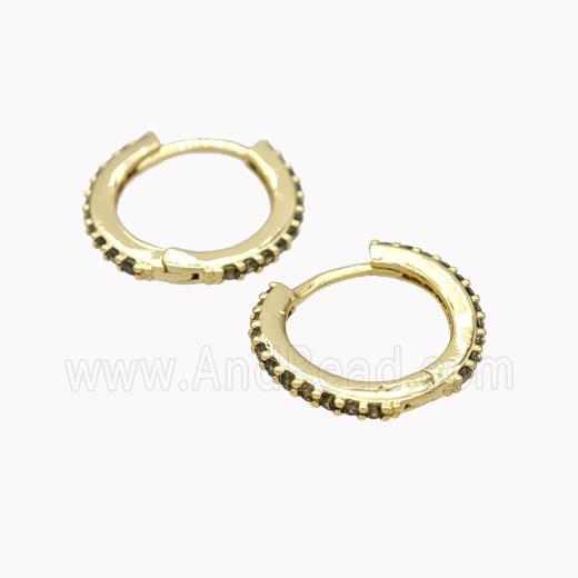 Copper Hoop Earrings Pave Zirconia Gold Plated