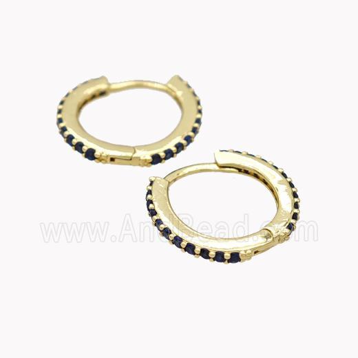 Copper Hoop Earrings Pave Zirconia Gold Plated