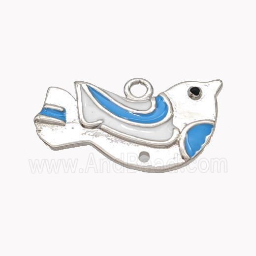Copper Doves Birds Pendant Enamel Platinum Plated