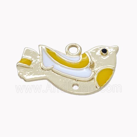 Copper Doves Birds Pendant Enamel Gold Plated