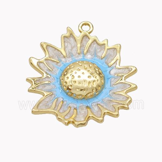 Copper Sunflower Pendant Enamel Gold Plated