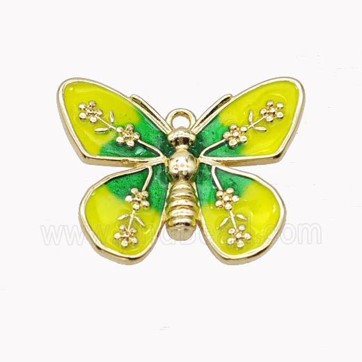 Copper Butterfly Pendant Yellow Enamel Gold Plated