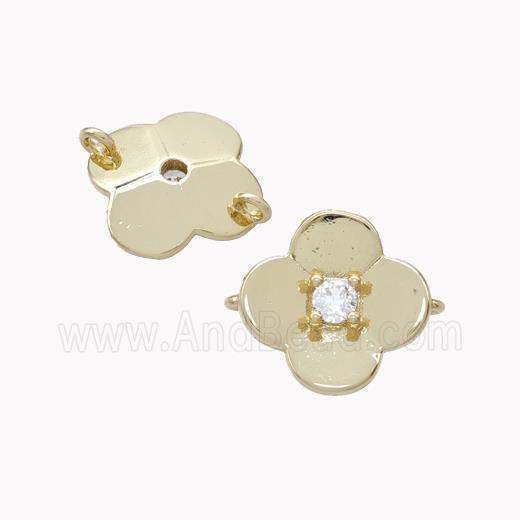 Copper Flower Connector Pave Zirconia Gold Plated