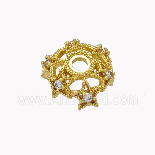 Copper Beadcaps Micropave Zirconia Gold Plated