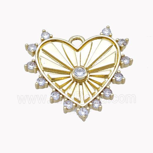 Copper Heart Pendant Micropave Zirconia Gold Plated