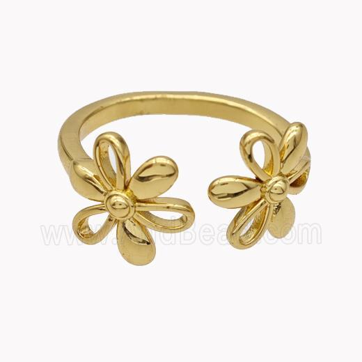 Copper Flower Rings Gold Plated