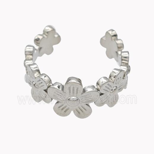 Copper Flower Rings Platinum Plated