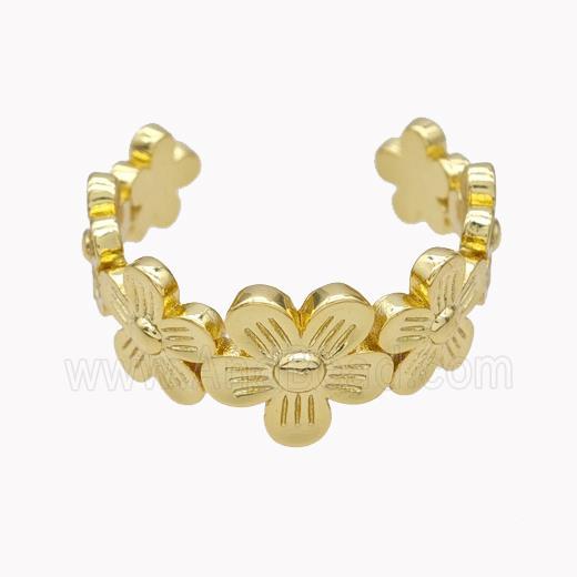 Copper Flower Rings Gold Plated