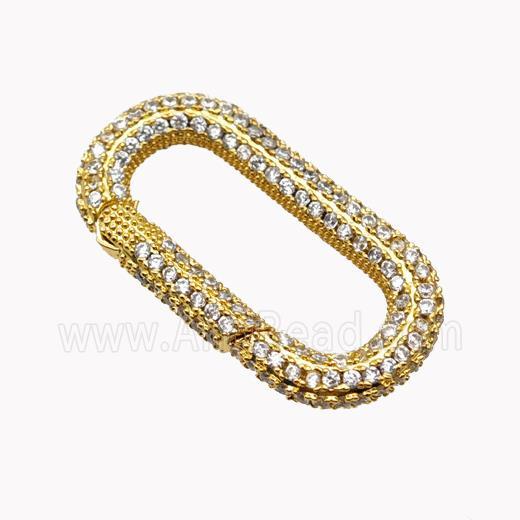 Copper Carabiner Clasp Micropave Zirconia Gold Plated