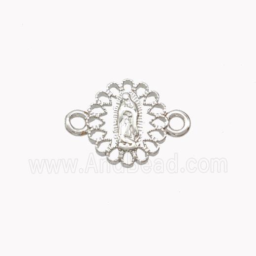 Virgin Mary Charms Copper Connector Platinum Plated