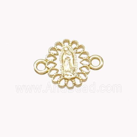 Virgin Mary Charms Copper Connector Gold Plated