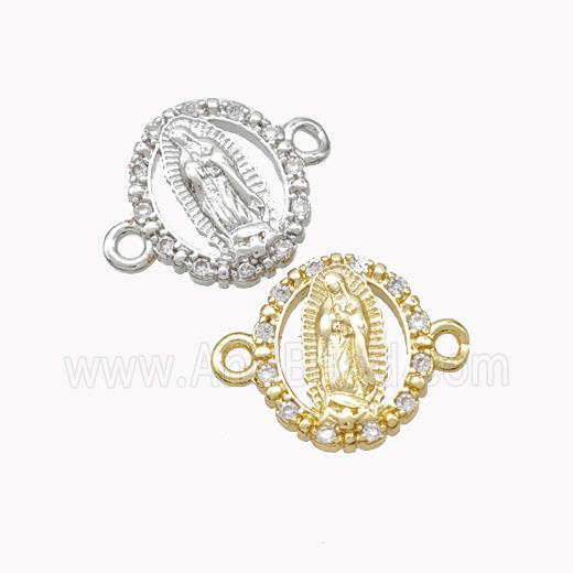 Virgin Mary Charms Copper Connector Pave Zirconia Mixed