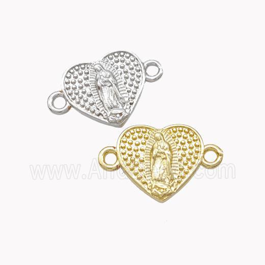 Virgin Mary Charms Copper Heart Connector Mixed