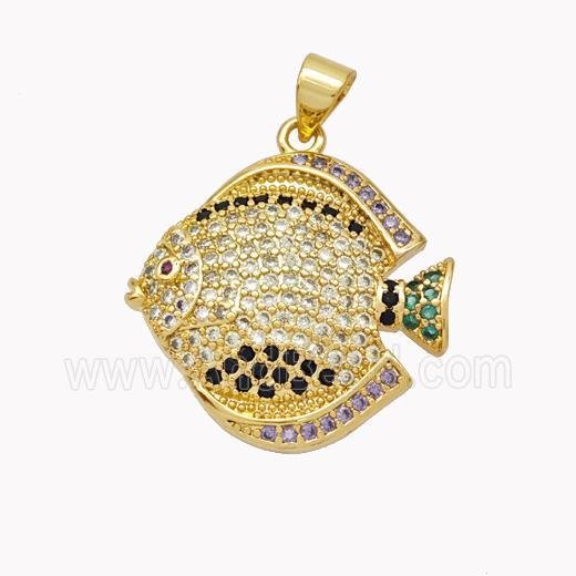 Copper Fish Pendant Micropave Zirconia Gold Plated