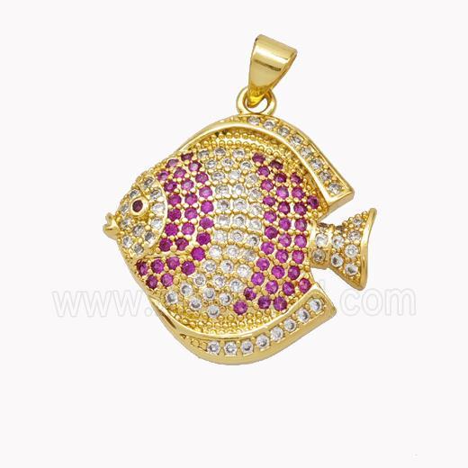 Copper Fish Pendant Micropave Zirconia Gold Plated