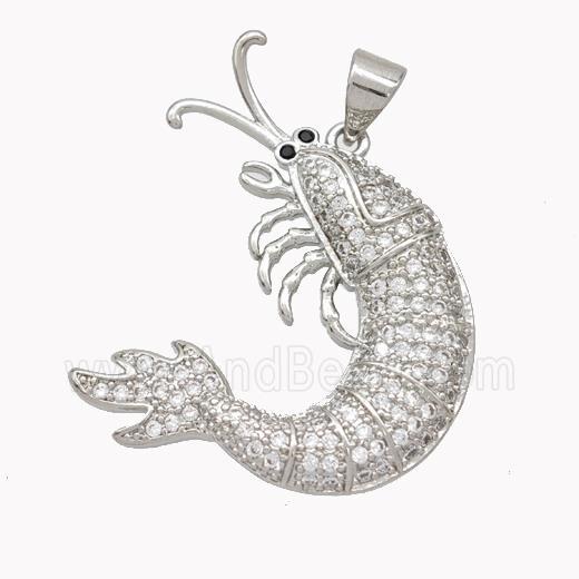 Copper Lobster Charms Pendant Pave Zirconia Platinum Plated