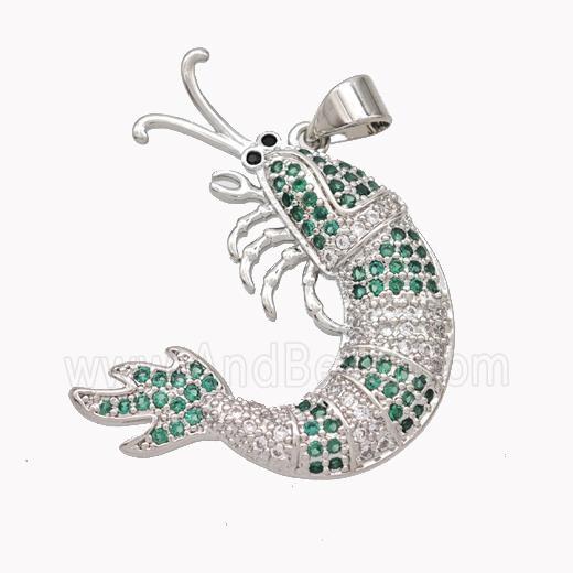 Copper Lobster Charms Pendant Pave Zirconia Platinum Plated