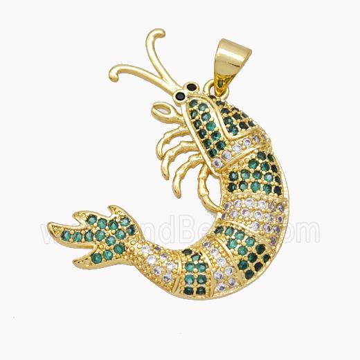 Copper Lobster Charms Pendant Pave Zirconia Gold Plated