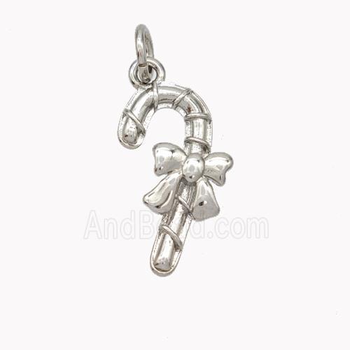 Christmas Candy Cane Charms Copper Pendant Platinum Plated