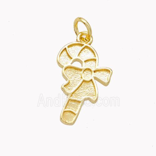 Christmas Candy Cane Charms Copper Pendant Gold Plated