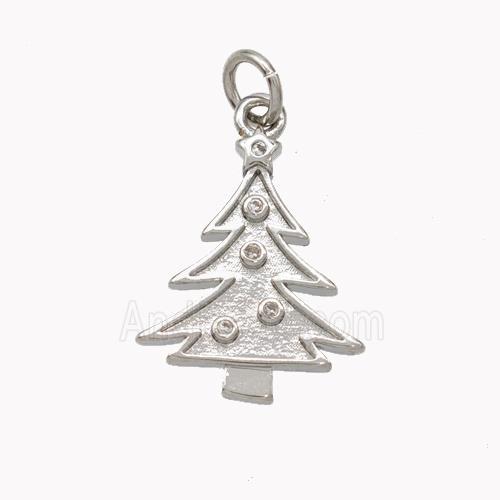 Christmas Tree Charms Copper Pendant Pave Zirconia Platinum Plated