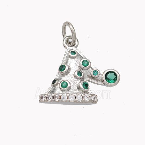Christmas Hat Charms Copper Pendant Pave Zirconia Platinum Plated