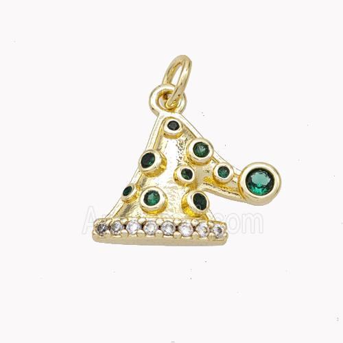 Christmas Hat Charms Copper Pendant Pave Zirconia Gold Plated