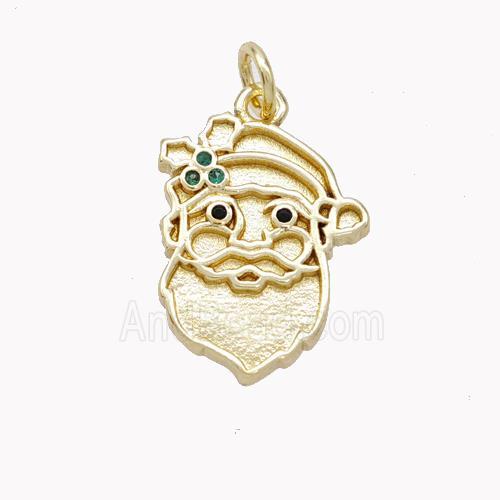 Santa Claus Charms Copper Pendant Pave Zirconia Gold Plated