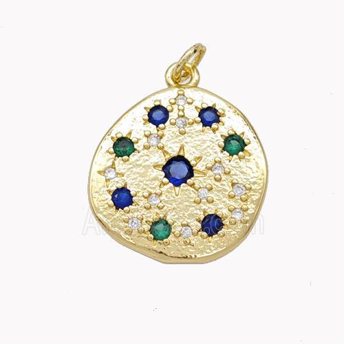 Copper Circle Pendant Pave Zirconia Gold Plated