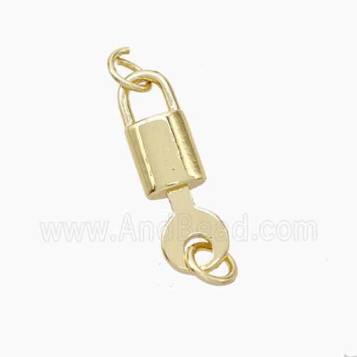 Copper Lock Key Pendant Gold Plated