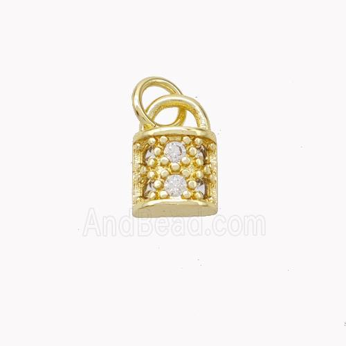 Copper Lock Pendant Pave Zirconia Gold Plated