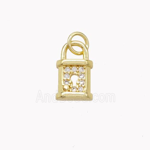 Copper Lock Pendant Pave Zirconia Gold Plated