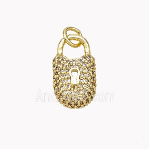 Copper Lock Pendant Pave Zirconia Gold Plated
