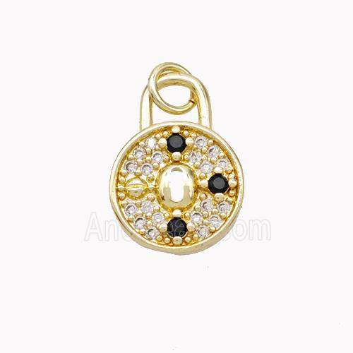 Copper Lock Pendant Pave Zirconia Gold Plated