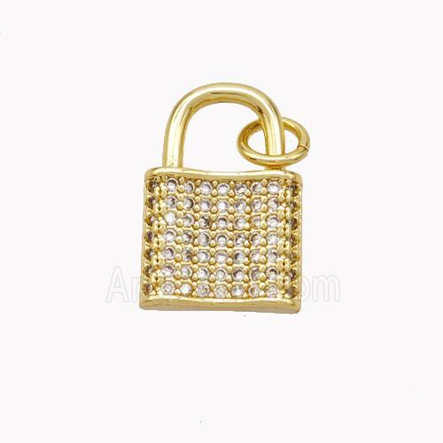 Copper Lock Pendant Pave Zirconia Gold Plated