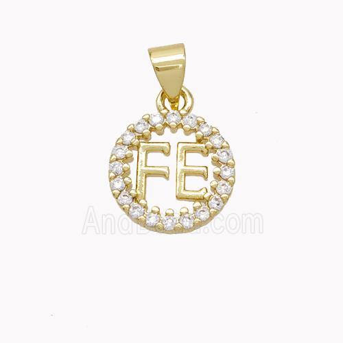 Copper FE Circle Pendant Pave Zirconia Gold Plated