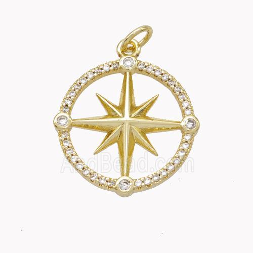 Copper Northstar Pendant Pave Zirconia Gold Plated