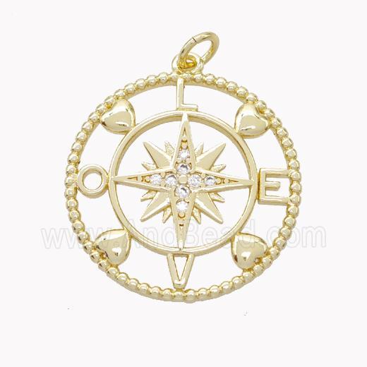 Copper Northstar Pendant Pave Zirconia LOVE Gold Plated