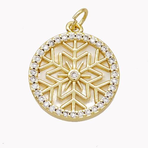 Copper Snowflake Pendant Pave Zirconia Gold Plated