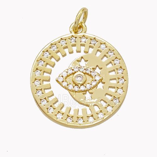 Copper Eye Pendant Pave Zirconia Circle Gold Plated