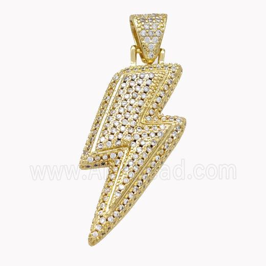 Copper Lightning Pendant Micropave Zirconia Gold Plated