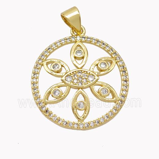 Copper Eye Pendant Pave Zirconia Gold Plated