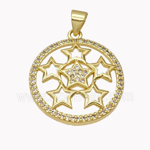 Copper Star Pendant Pave Zirconia Gold Plated