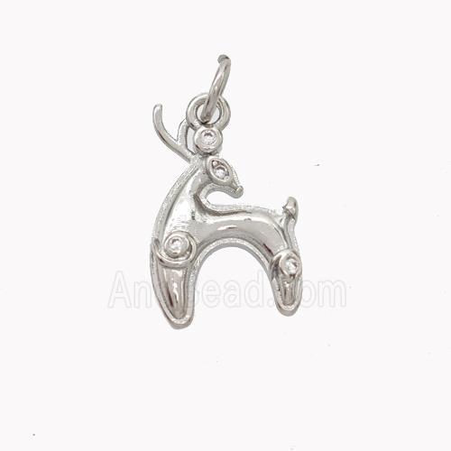 Copper Deer Pendant Pave Zirconia Platinum Plated